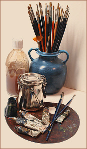 art supplies palette and brushes